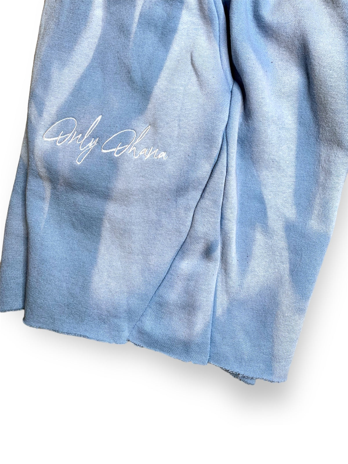 Signature Marble Wash Flare Sweatshorts - Baby Blue