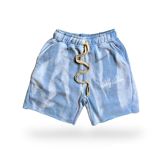 Signature Marble Wash Flare Sweatshorts - Baby Blue
