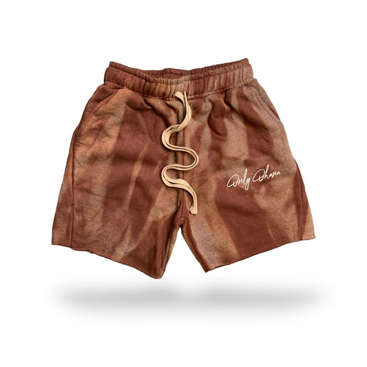 Signature Marble Wash Flare Sweatshorts - Brown