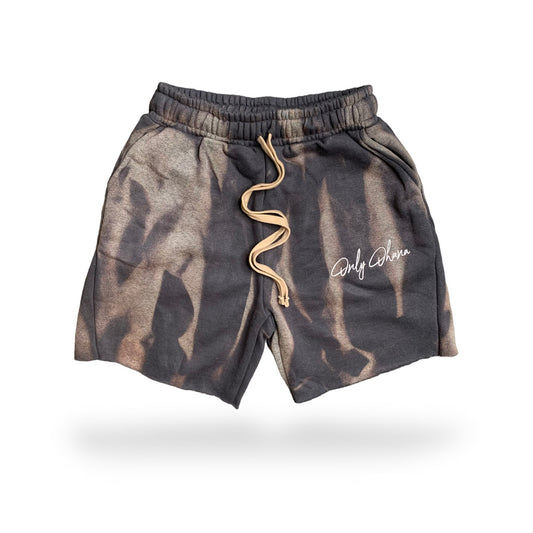 Signature Marble Wash Flare Sweatshorts - Black